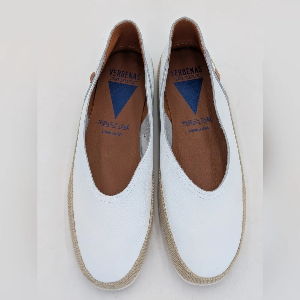 Verbenas Noelia Women Sz 10 Made in Spain Espadrilles White Leather